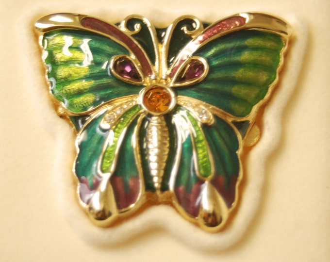 Exquisite Estee Lauder White Linen BUTTERFLY Compact Mint In Box  Fragrant and Fantastic  Circa 1993