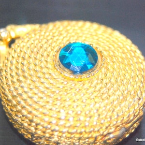Estee Lauder Solid Perfume Compact (1968) or Golden Rope (1971) PROTOTYPE with sparkling center jewel