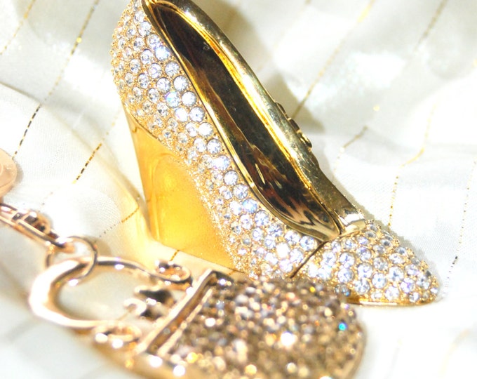 Estee Lauder GLASS SLIPPER with Knowing solid perfume and FREE Swarovski crystal purse key ring