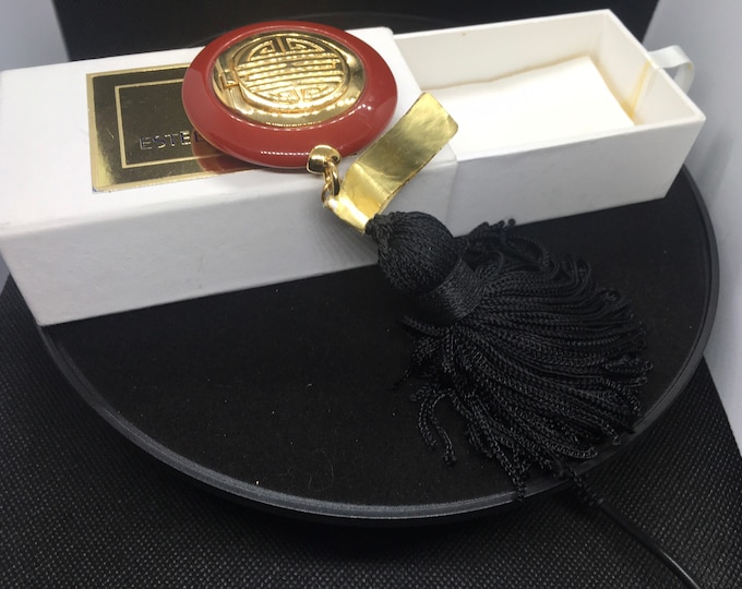 VERY RARE Estée Lauder Treasure of the Orient solid perfume compact circa 1979 in original box with Cinnabar
