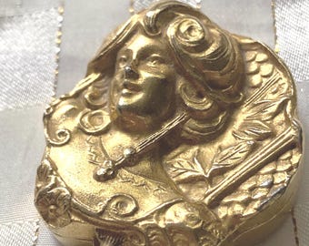 Vintage Estee Lauder Golden Cameo Solid Perfume Compact - 1984 RARE