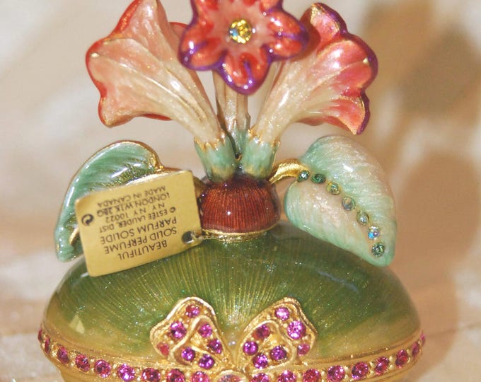 Jay Strongwater FLOWERING FLACON for Estee Lauder  Solid perfume collectible compact at it's finest!