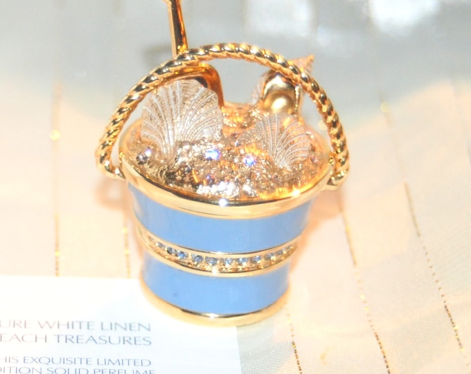 Estee Lauder Beach Treasures Solid Perfume Compact – Sand Pail Design, Enamel Crystals