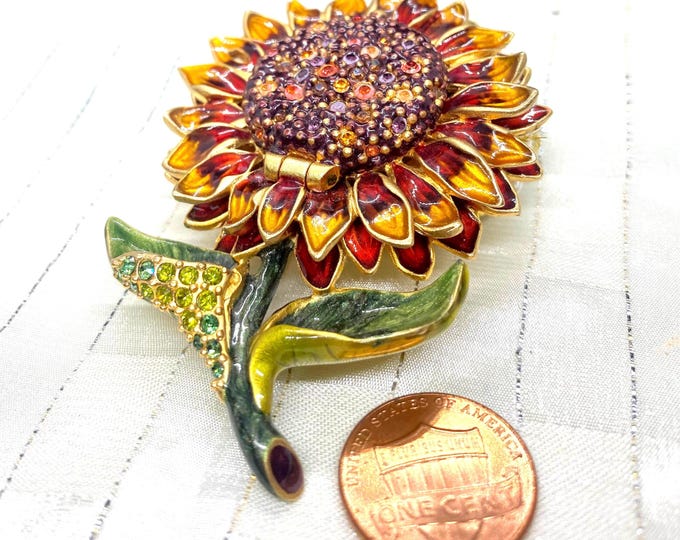 Estée Lauder Radiant Sunflower solid perfume compact by Jay Strongwater MIBB with Pleasures solid