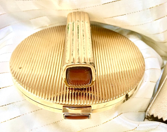 RARE TOM FORD for Estée Lauder Bronzer Compact and Lipstick Set in Original Gold Leather Carrying Cases