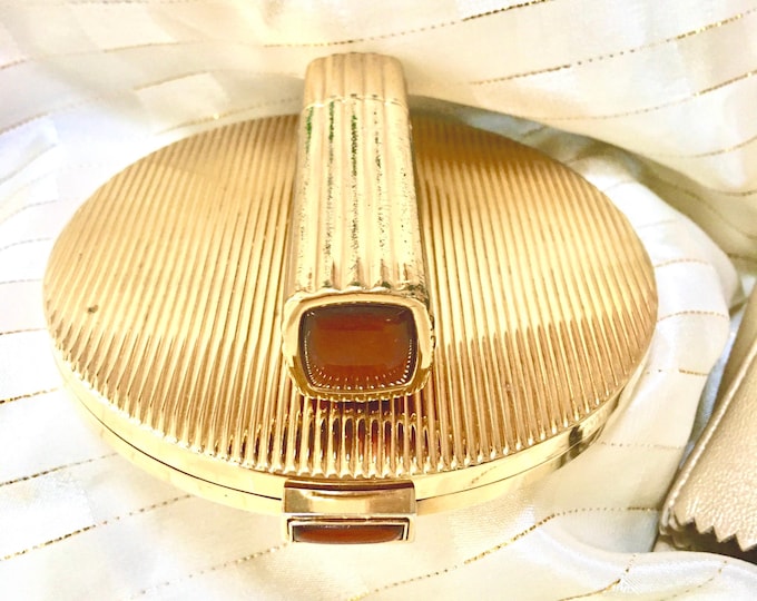 RARE TOM FORD for Estée Lauder Bronzer Compact and Lipstick Set in Original Gold Leather Carrying Cases