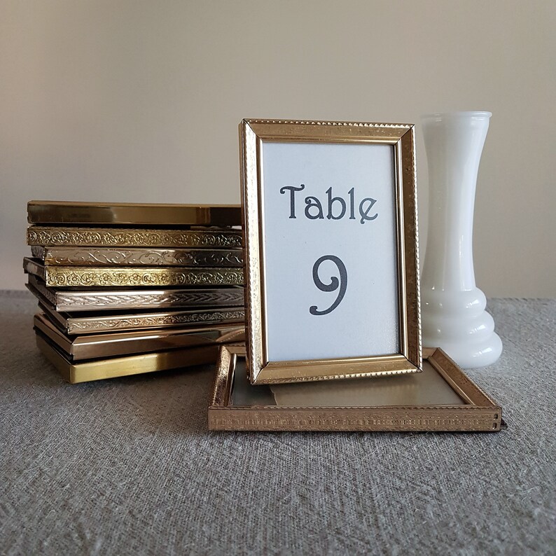 3 1 2 X 5 Gold Metal Picture Frames Brass Look Wedding Signs Table Numbers Bulk Photos Event Supplies Reception 9 13 Cm