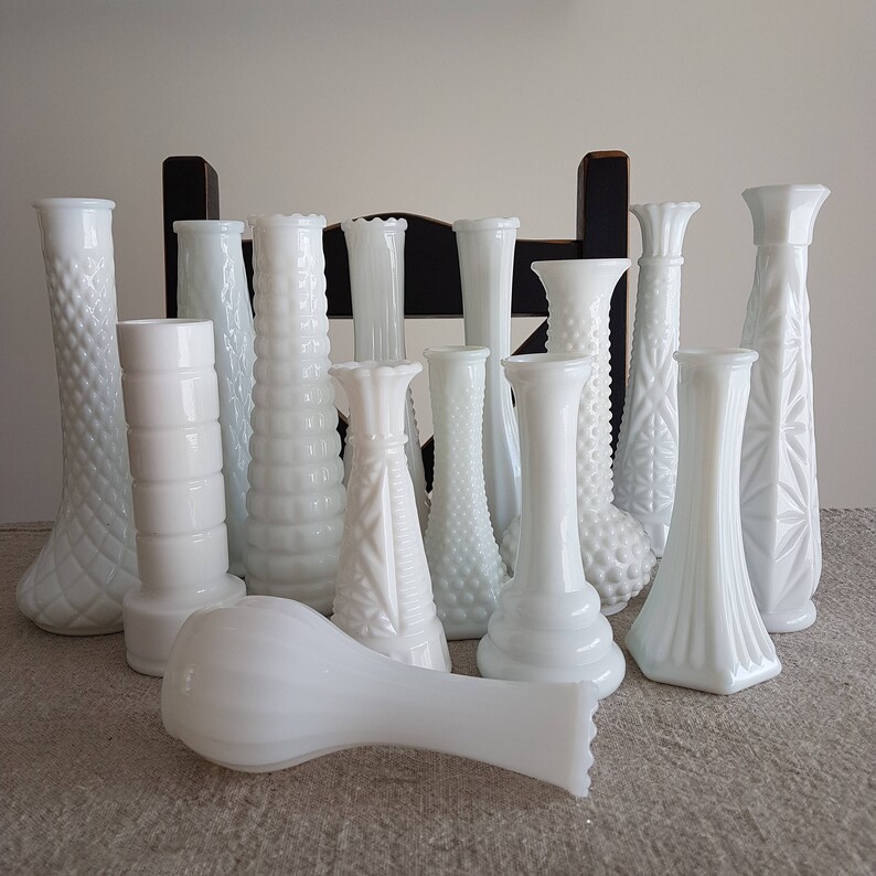 Mix Match Assorted Milk Glass Vases Bulk Vases Wedding Etsy