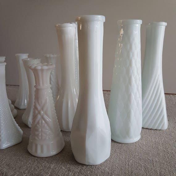 Mix Match Assorted Milk Glass Vases Bulk Vases Wedding Etsy