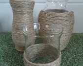 3 Hemp covered vases