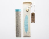 Pencil Pouch Set // Blue Feather