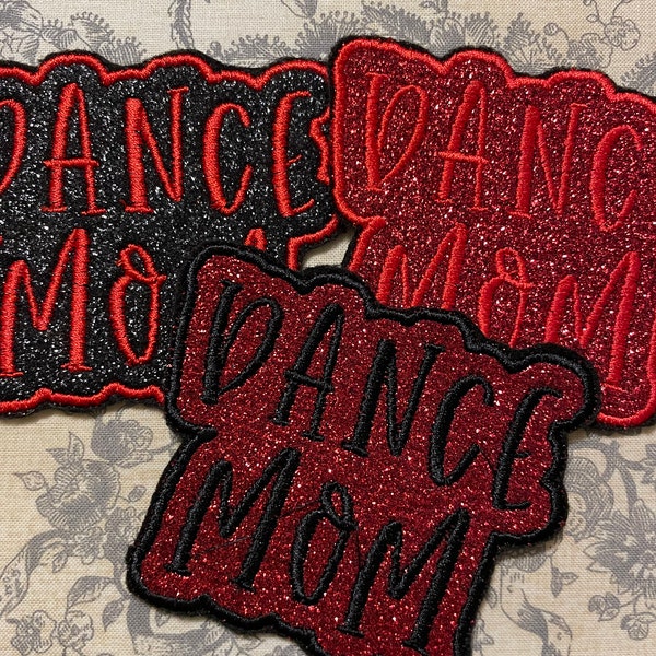 Glitter Dance Mom iron on patch, dance hat patch, glitter dance patch,