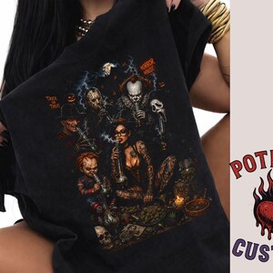 Horror Icons Smoke Session Shirt Horror Icons Halloween Shirt, Spooky Stoner Tee, Horror Movie Graphic Tee, Goth Halloween Shi