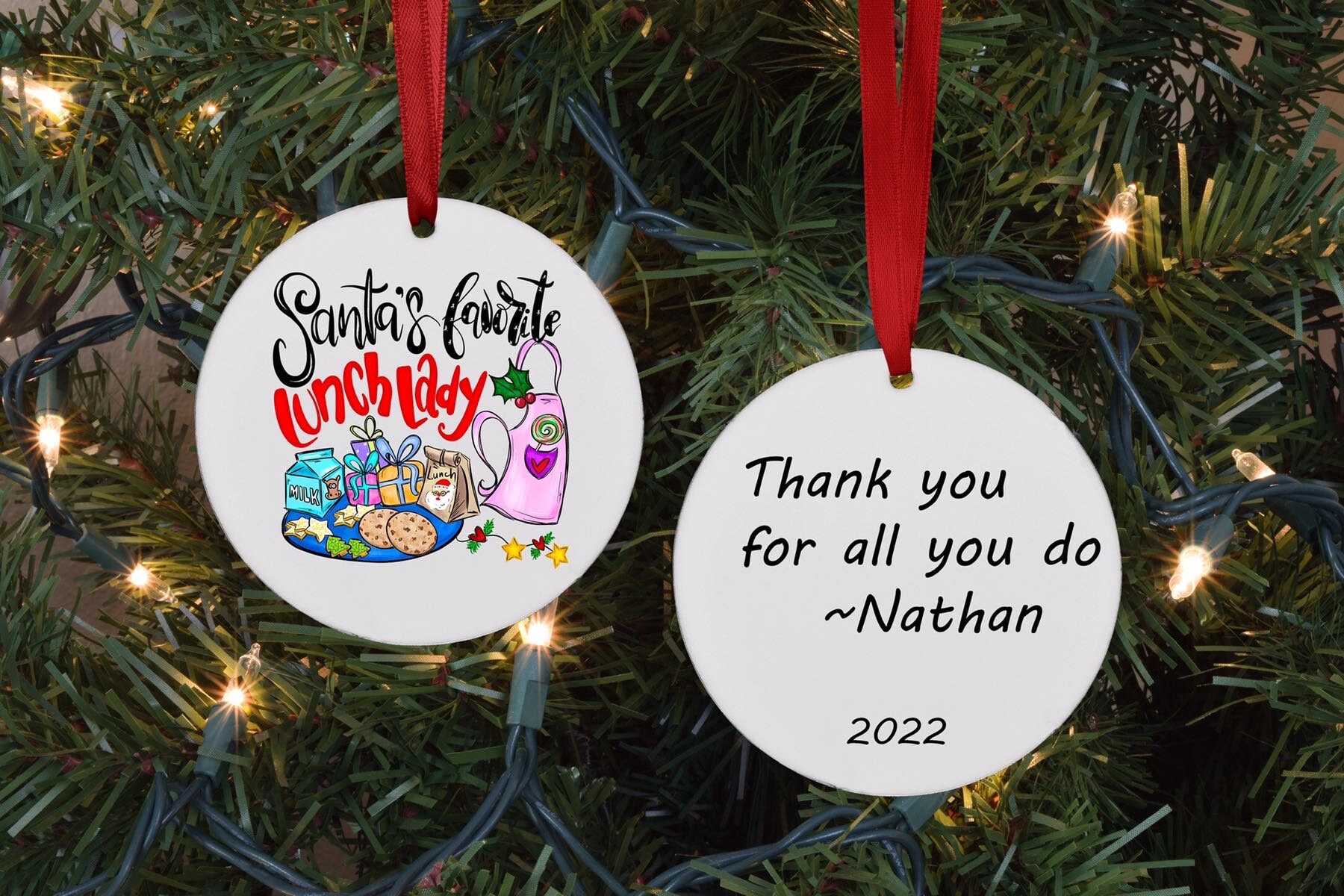 Lunch lady ornament personalized. Lunch crew