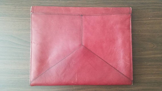 Burgundy Leather Envelope Clutch / Made in Brazil… - image 3