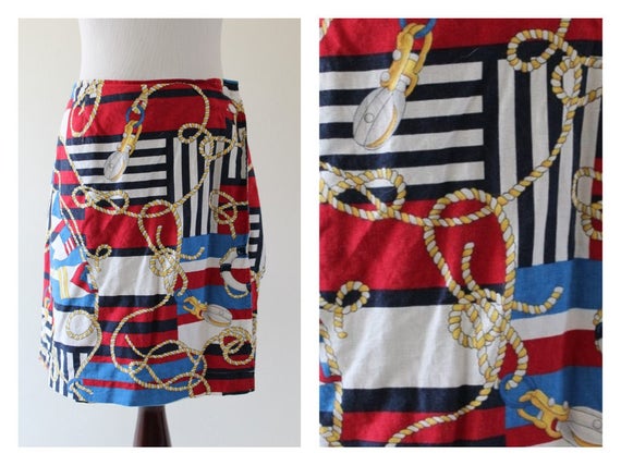 Vintage 80s Jones New York Nautical Skort / Skirt… - image 1