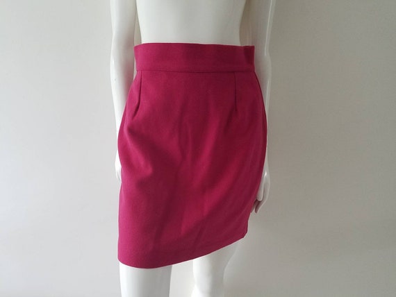 Vintage Hot Pink Wool Mini Skirt | Etsy