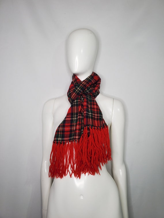 Vintage 50s Glentex Wool Scarf / Tartan / Plaid / 