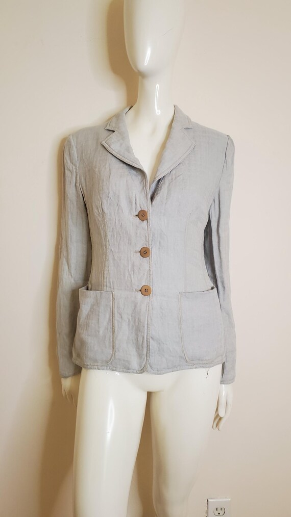 90s Armani Collezioni　Pure Linen Jacket Vintage Armani Collezioni Linen Light Blue Blazer - Etsy