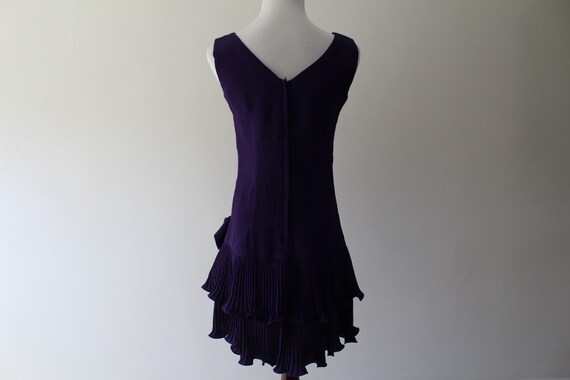 Vintage 1980s Dark Purple Party Dress / Petite Ju… - image 3