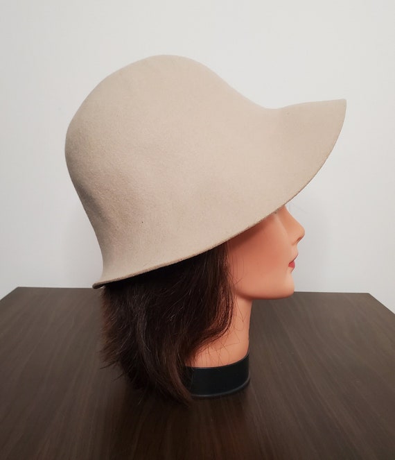 Lancaster Wool Felt Hat‎ Vintage Brown Wide Brim Cloche USA Made Classic Style Lancaster Wool Felt Hat Vintage Brown Wide Brim Cloche USA  main image 2