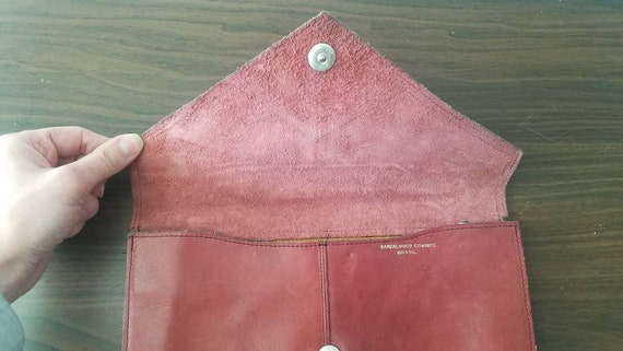 Burgundy Leather Envelope Clutch / Made in Brazil… - image 4