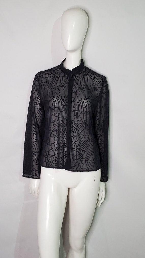 Giorgio Armani Navy Sheer Button Up Shirt / Navy … - image 1