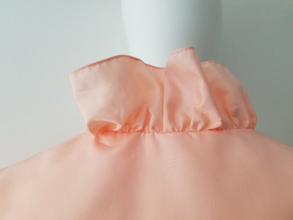 Vintage 70s Peach Wrap Top / Puff Sleeve / Ruffle… - image 8