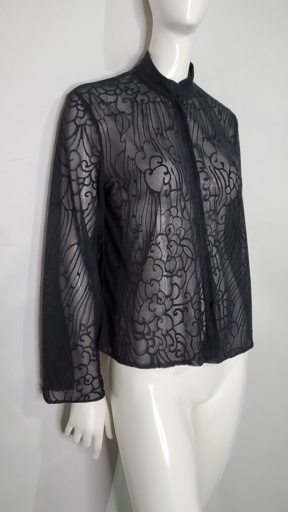 Giorgio Armani Navy Sheer Button Up Shirt / Navy … - image 2