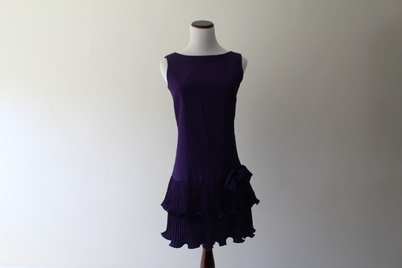 Vintage 1980s Dark Purple Party Dress / Petite Ju… - image 2