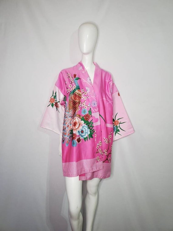 Vintage Pink Japanese Kimono / Floral / Cherry Blo