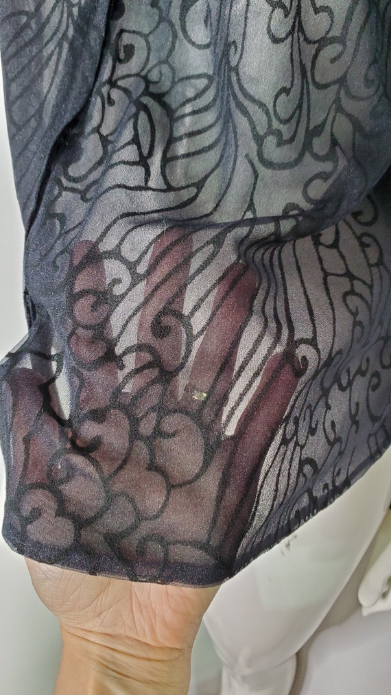 Giorgio Armani Navy Sheer Button Up Shirt / Navy … - image 3