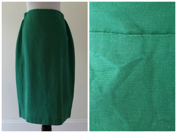 Vintage 1980s Kelly Green Party Skirt / Holiday /… - image 1