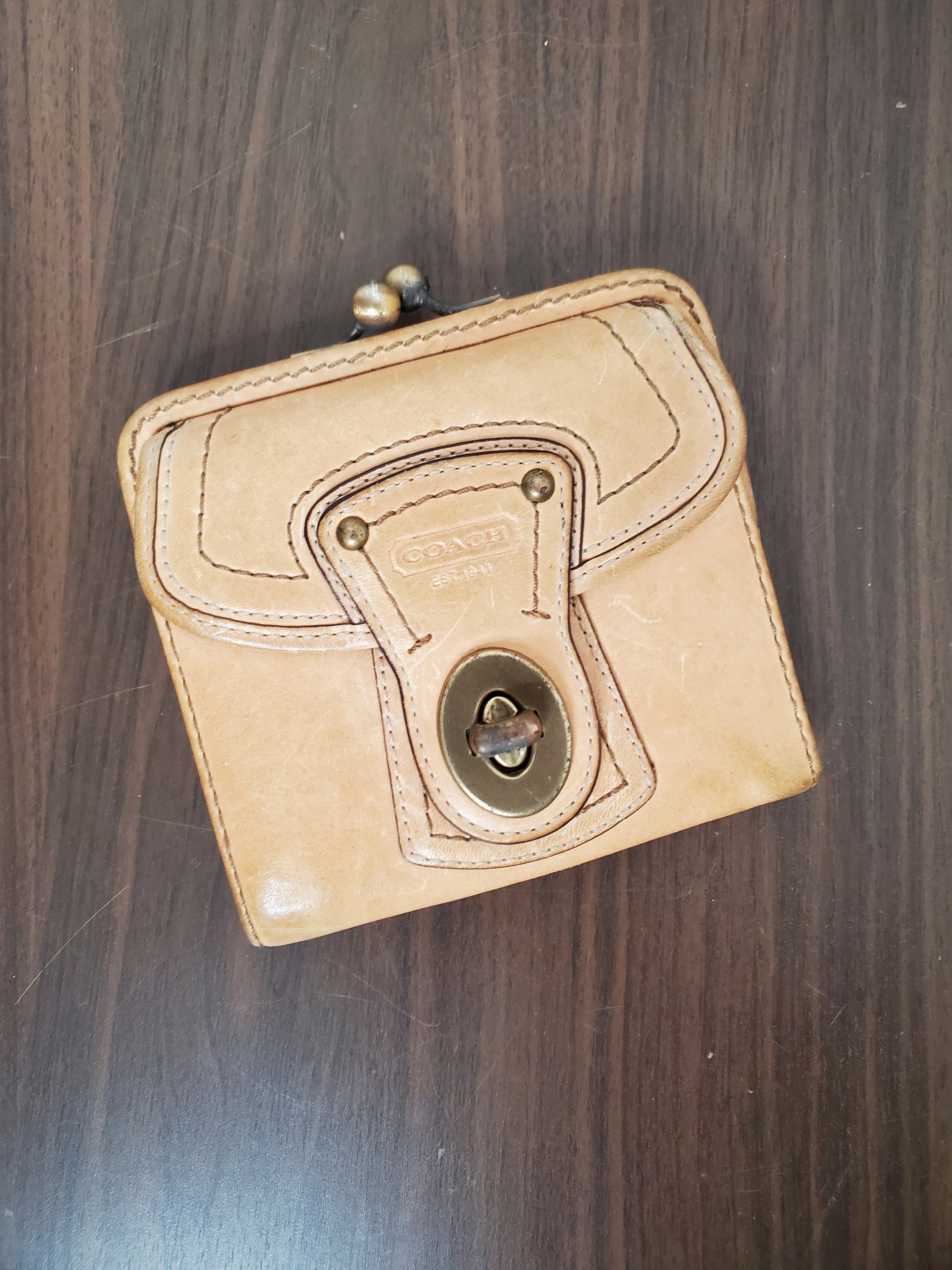 Leather Wallets Vintage Coach Turnlock Card Case Coach Vintage 90s