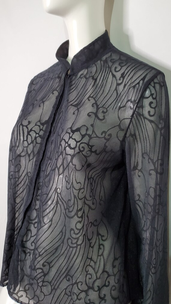 Giorgio Armani Navy Sheer Button Up Shirt / Navy … - image 4