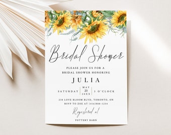 Sunflower Bridal Shower Invitation-Floral Bridal Shower Invitation-Editable Printable Invite-Fall Bridal Shower-Double Sided-SF12