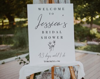 Wildflower Bridal Shower Welcome Sign-Wildflower Welcome Sign-Modern Bridal Shower Welcome Sign-Editable-Template-Download-Printable
