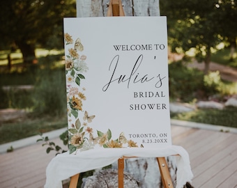 Sunflower Bridal Shower Welcome Sign-Sunflower and Daisy Bridal Shower Welcome Sign-Sunflower and Butterfly-Editable Template-Printable