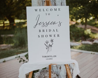 Wildflower Bridal Shower Welcome Sign-Wildflower Welcome Sign-Modern Bridal Shower Welcome Sign-Editable-Template-Download-Printable