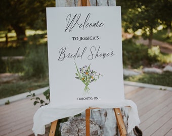 Wildflower Bridal Shower Welcome Sign-Wildflower Welcome Sign-Modern Bridal Shower Welcome Sign-Editable-Template-Download-Printable