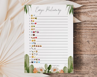 Bridal Emoji Pictionary Game-Cactus Let's Fiesta Bridal Shower Emoji Pictionary Game-Tema del desierto Emoji Picture Game-Plantilla editable