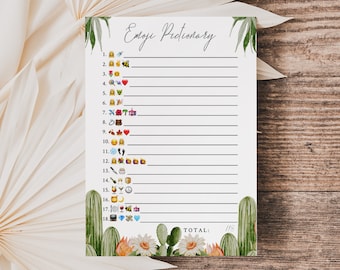 Bridal Emoji Pictionary Game-Cactus Let's Fiesta Bridal Shower Emoji Pictionary Game-Desert Theme Emoji Immagine Gioco-Modello modificabile