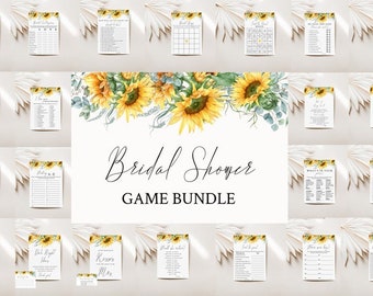 Sunflower Bridal Shower Games Bundle-Sunflower Bridal Shower Game Bundle-Floral Bridal Shower Games-Editable Games-Instant Download-SF12