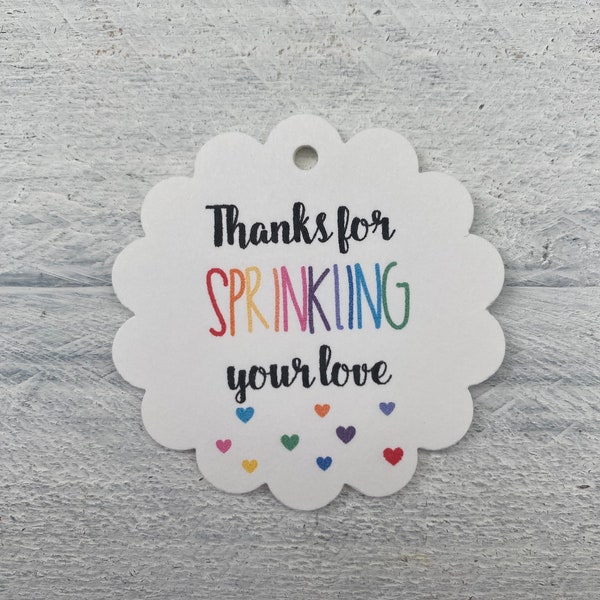 25 Thanks for Sprinkling Your Love Gift Tags-Baby Shower Sprinkle Tags-Thank You Tags-Sprinkled With Love-Pastel-Pink-Personalized-Custom