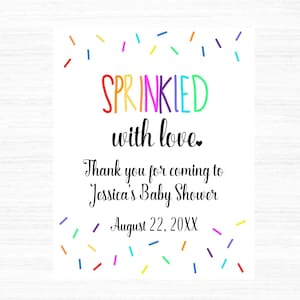 Mit Liebe besprenkeltes Baby Shower Schild-Streusel-Regenbogen-Poster-PDF-DIY Druckbar