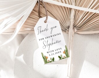 Thank You Gift Tags Tags-Cactus Bridal Shower Thank You Gift Tags-Wedding Thank You Tags-Let's Fiesta Desert Bridal Shower
