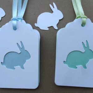 12 Bunny Gift Tags-Hang Tags-Ribbon-Layered-Light Purple-Light | Etsy