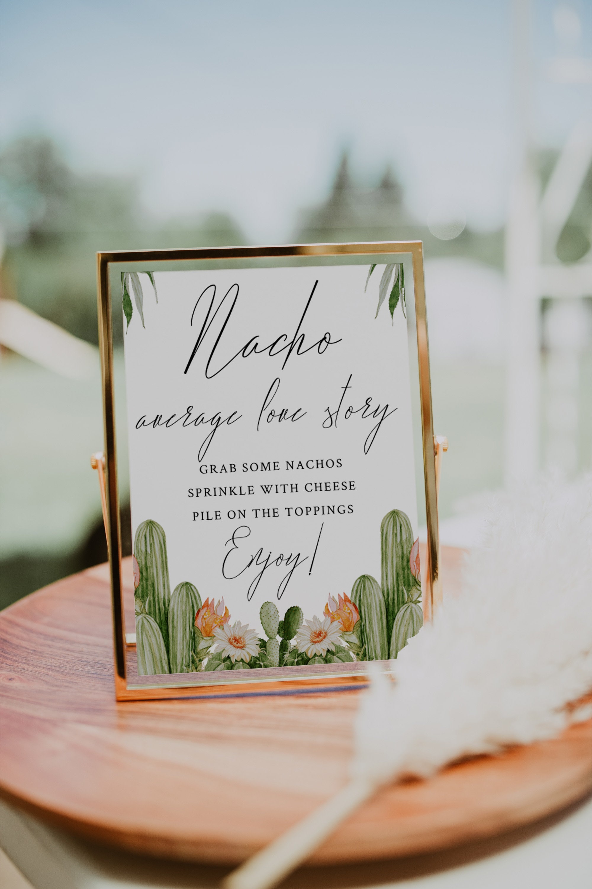 Nacho Average Love Story Bar Sign Set Template-Nacho Bar Sign and Food Labels-Let's Fiesta Cactus Theme-Desert Theme Sign-Printable
