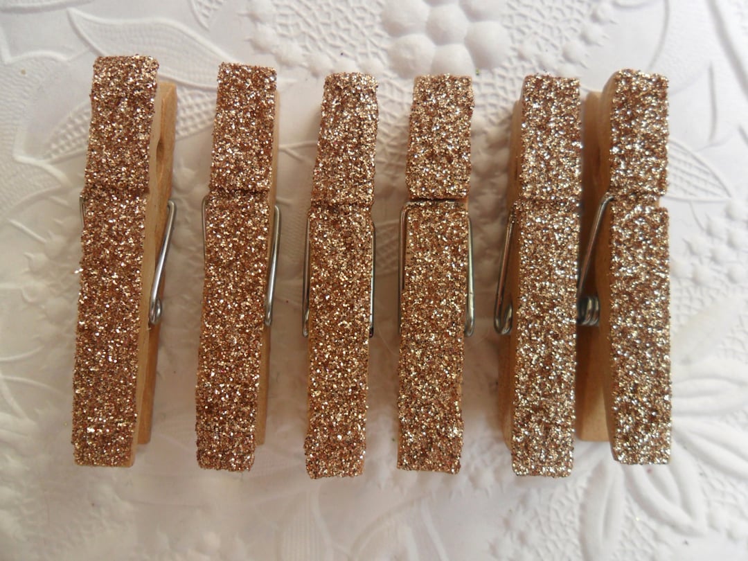 6 Mini Glitter Clothespinschampagne Gold1 3/4 Inchpick Your Etsy