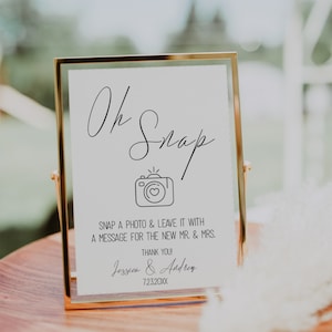 Minimalist Oh Snap Photo Guest Book Sign Template-Wedding Guest Book Sign-Modern Wedding Sign-Editable-Download-Printable-Polaroid-Camera